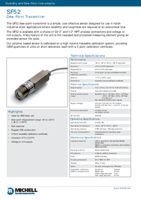 Thumbnail of document Data Sheet - SF52 Dew-Point Transmitter